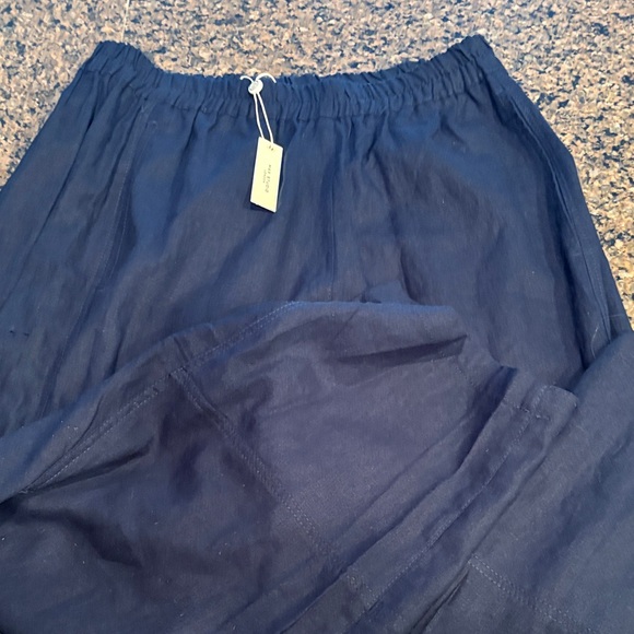 Max Studio Women's Navy crop barrel leg linen slacks sz xl - Picture 3 of 5